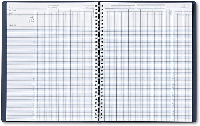 House of Doolittle 51407 Class Book, Embossed Leather-Like Cover, 11 x 8-1/2, Blue