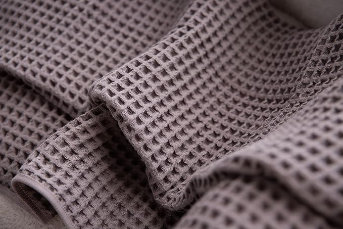 Waffle Cotton Bath Towels-100% Turkish Cotton, Quick Dry, Ultra Soft, Premium Absorbent, Weave Design, Fast Drying-2 Pieces Bath Towel Set (1 Large Bath Towel and 1 Hand Towel) (Anthracite)