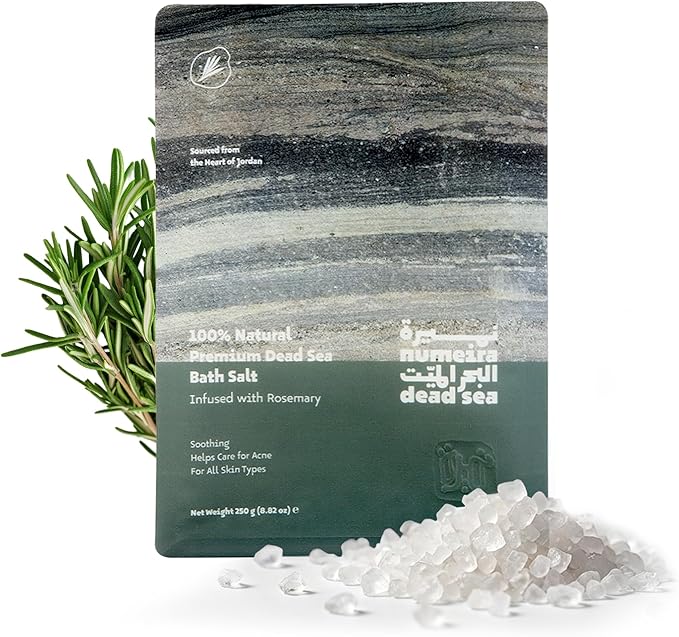 Dead Sea Salts for Soaking - Relaxing Salt Bath Soak for Body Rejuvenation - Natural Mineral Salts - Coarse Dead Sea Salt Bath Salts for Women & Men w/Rosemary Essential Oil (8.82 oz)