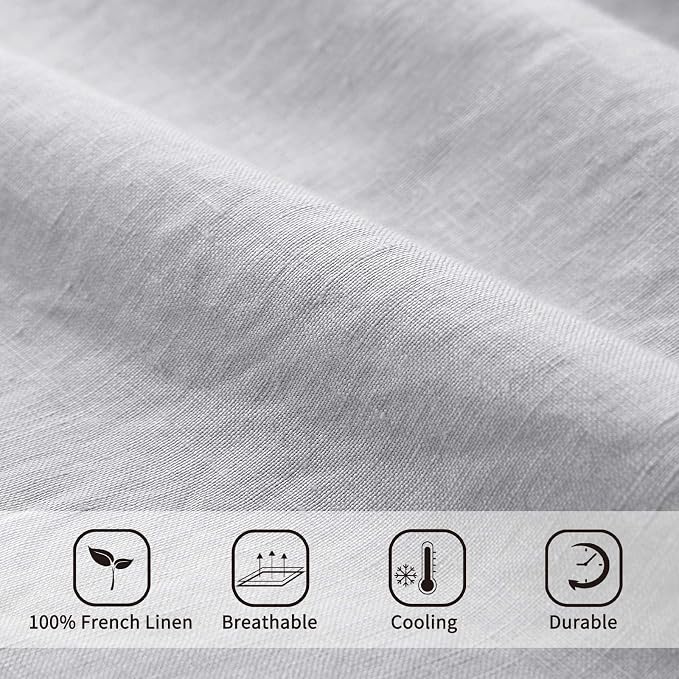 ATLINIA 100% Flax Linen Duvet Cover Set - Stone Washed Pure French Linen Organic Fabric for Farmhouse Comforter Boho Bedding Included 1 Duvet Cover 2 Pillow Shams(Light Grey, California King)