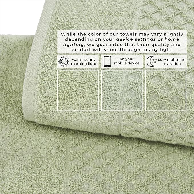 Great Bay Home Hand Towels - 100% Cotton 6 Pack 26x16 Hand Towel Set - Absorbent, Durable, Quick-Dry Towels for Bathroom (Pale Green)