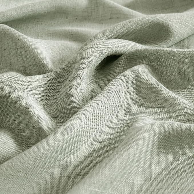 MIULEE Sage Linen Curtains 108 Inch Length 2 Panels for Bedroom Living Room,Green Soft Thick Linen Textured Window Drapes Semi Sheer Light Filtering Back Tab Rod Pocket Burlap Look Decor