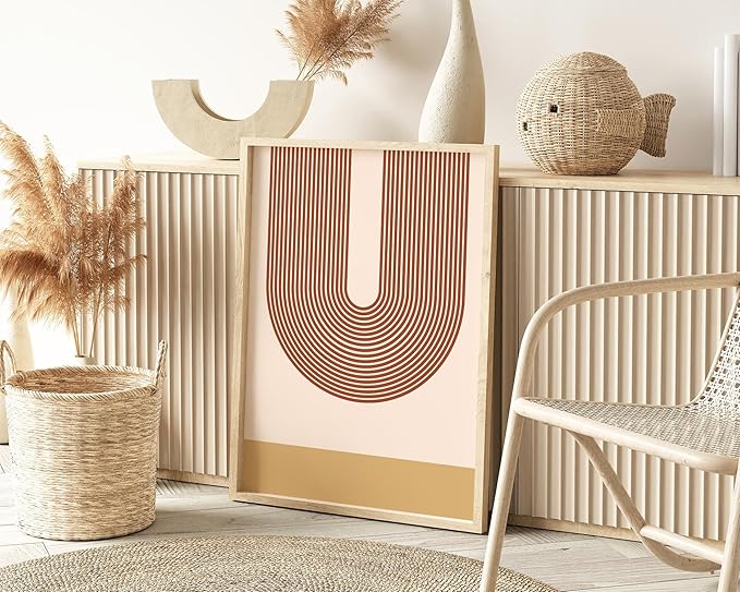 Y2K BOO Continuous Line Face UNFRAMED Wall Art Abstract Portrait Organic Shapes Earth Tones Terracotta Mid Century Modern 24x36 Inch Heavyweight Paper Studio Decor