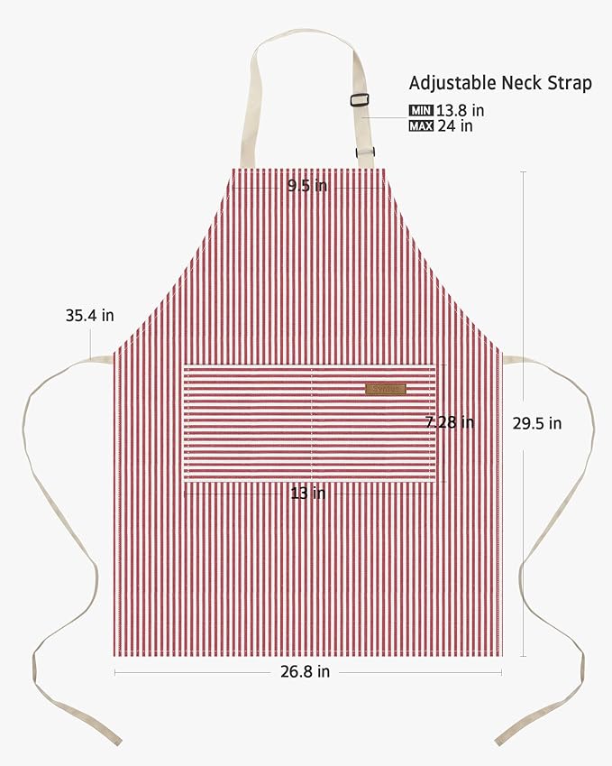 Syntus Apron for Men Women, Adjustable Cooking Kitchen Chef Aprons with 2 Pockets