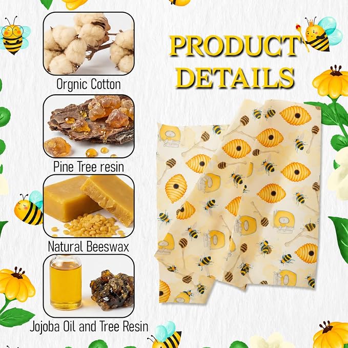 Beeswax Wraps for Food Roll (13x40 inch) Reusable Beeswax Paper | Cut-to-Size for Bread, Cheese, Kitchen Storage, Washable Plastic Free