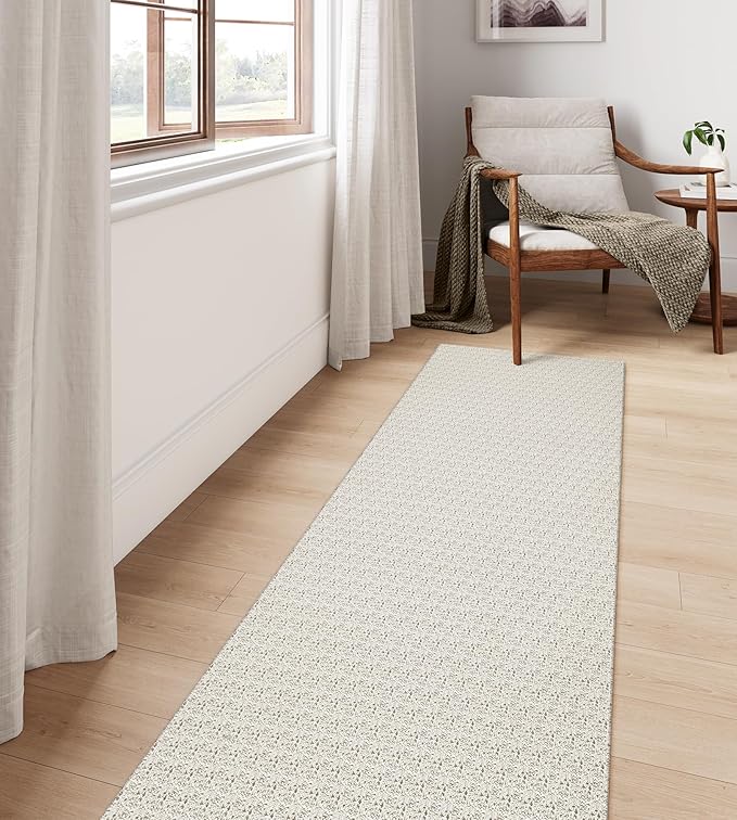 Collive Long Runners Rug for Hallways 2.6x10 Washable Kitchen Runner Rugs Non-Slip Rubber Backed Boho Hallway Runner Rug Tan Braided Farmhouse Carpet Floor Runner for Hall Bedroom Entryway