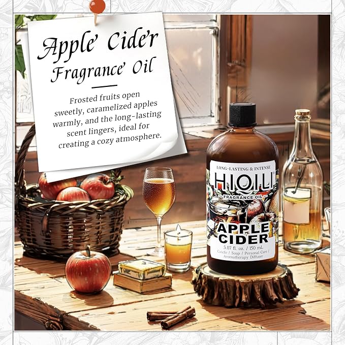 HIQILI Apple Cider Fragrance Oil for Diffuser, Candle & Soap Making | for Home, Car & Office Essential Oil Aromatherapy, Luxury Wine Scented - 5.07 Fl Oz / 150 ML