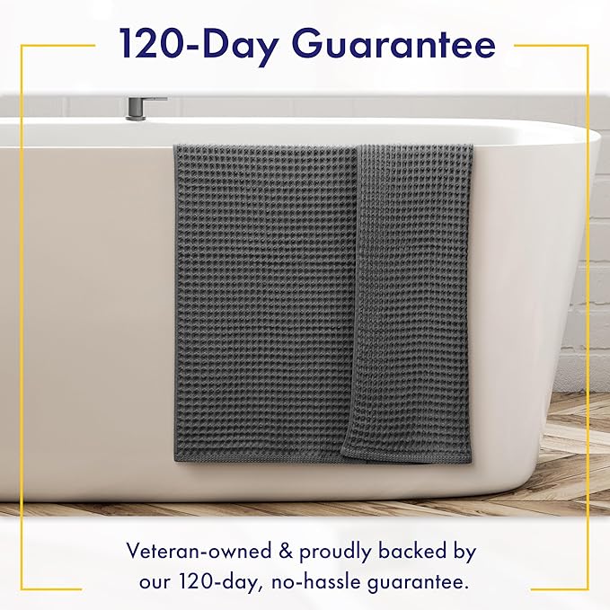 Alusa Home Viscose from Bamboo Waffle Towels - Lightweight Bath Towel Set of 6 - Compact, Quick Dry & Lint Free (Granite Grey)