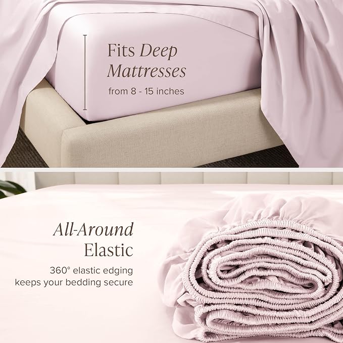 Bare Home 100% Organic Cotton California King Sheet Set - 400 Thread Count - Smooth Sateen Weave - Breathable & Cooling - Hotel Luxury Set - Deep Pocket Bed Sheets (Cal King, Dusty Pink)