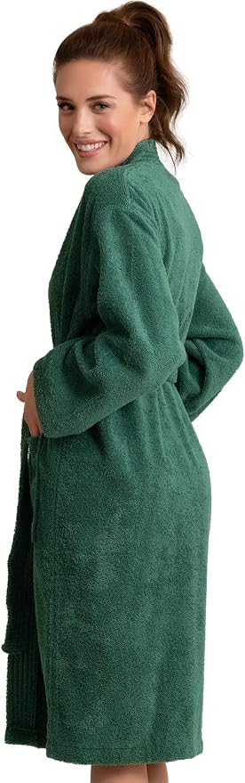 Women's Turkish Terry Kimono Style Bathrobe - 100% Cotton Robe for Women - Comfortable & Absorbent - Soft & Cozy Wear