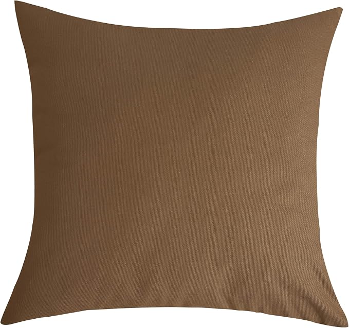 TangDepot Handmade Decorative Solid 100% Cotton Canvas Throw Pillow Covers/Pillow Shams, (28" x28" , Light Coffee, 1 Count (Pack of 1)) | 100% cotton, same-color zip, machine wash & air dry. For living room, bedroom, office, car. 42 colors, 449 sizes. ...