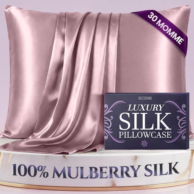 DECOLURE 100% Pure Mulberry Silk Pillow Case Standard Size – Highest Grade 30 Momme 6A+, Luxuriously Soft & Cooling Silk Pillowcase for Hair & Skin, Hypoallergenic, Breathable, Hidden Zipper (Coral)