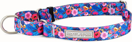 Lucky Love Dog Martingale Dog Collar - Adjustable, No-Slip, Durable, & Soft Webbing Collar for Male and Female Dogs Ideal for Training & Walking - Zuzu, Large
