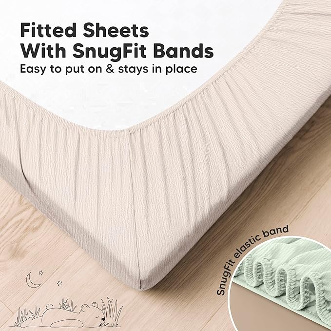 KeaBabies 2-Pack Muslin Crib Sheets for Boys, Girls - 100% Organic Cotton Fitted Baby Crib Mattress Sheet, Soft Breathable Standard Toddler Bed Cover Bedding Set, Neutral, Durable 52x28 (Sage)
