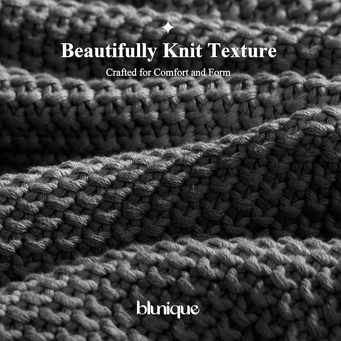 100% Cotton Cable Knit Throw Blanket, Lightweight Soft Knit Blanket for Sofa Couch Bed, Breathable All-Season Throw, Cozy Decorative Blanket, 50 x 60 Inch,Grey