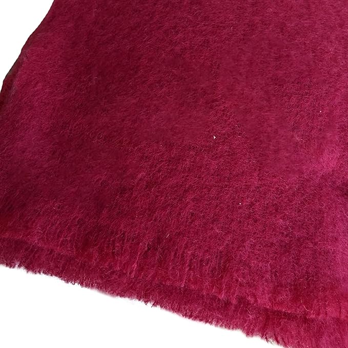 Biddy Murphy Ultra Soft Irish Mohair & Wool Throw Blanket, Made in Ireland, 54"x72", Solid Red