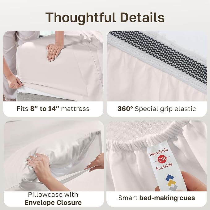 California Design Den Twin Sheets Set - 100% Organic Cotton, Crisp Percale, Deep Pockets, Breathable and Durable Bedding Sheets & Pillowcases - Stone (True Beige)