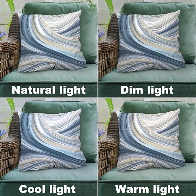 Shrahala Serene Fluid Art Decorative Throw Pillow Cover, Calm Hues Minimalist Square Pillowcase Blended Double-Sided No Inserts for Bedroom Living Room Set of 2 (22 X 22 in)