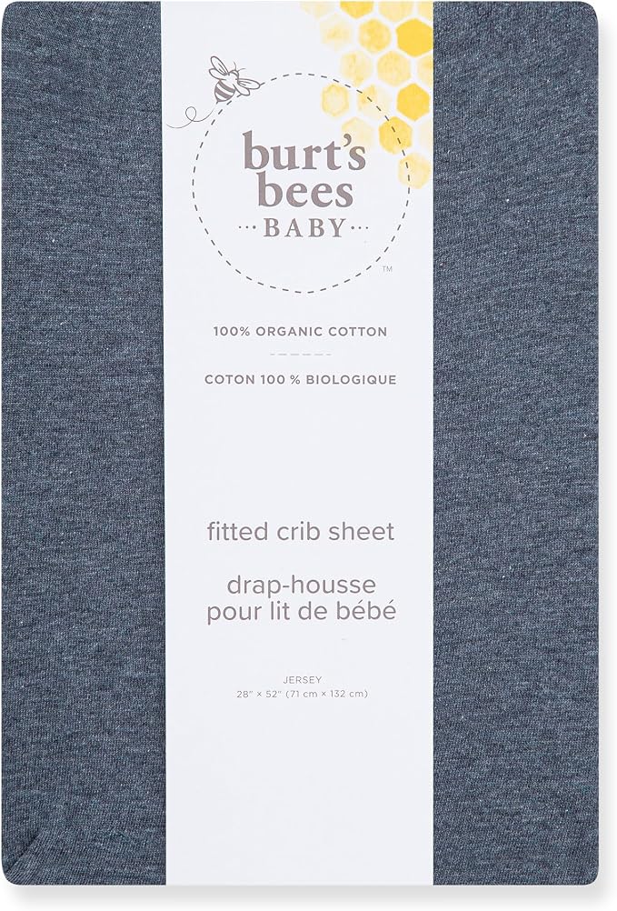 Burt's Bees Baby Organic Cotton Fitted Crib Sheet, Breathable Baby Bedding, Infant and Toddler Bed Sheet for Boys and Girls