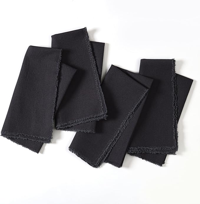 Ramanta Home Cloth Napkins Set of 4 Steel Grey 18x18 Inch - Spring Soft & Durable Frayed Dinner Napkin for Easter Wedding, Birthday | Heavy Weight Fabric Table Linen for Everyday Use Family Dinners