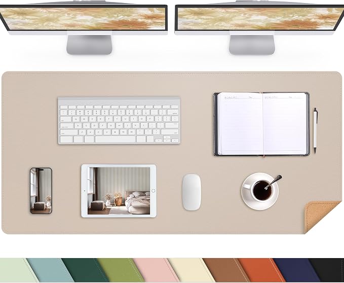 AFIING Cork Desk Mat 55" x 17", Dual-Sided Natural Cork & PU Leather Desk Pad, Non-Slip Waterproof Large Mouse Pad for Office, Home & Gaming (Beige)