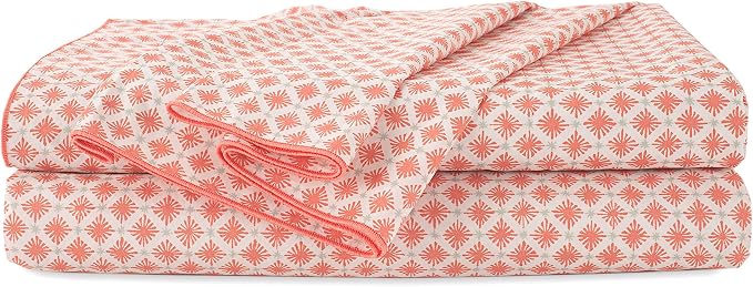 EcoPure Full Size Sheet Set, Orange | 100% Organic Cotton, Comfort Washed, Cooling, Deep Pocket, GOTS Certified