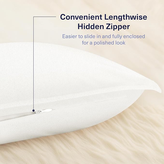 Kickoff Viscose Bamboo Pillowcase, Queen, Set of 2, 100% Organic Hidden Zippered Viscose Bamboo Pillow Case Queen Size, Cooling Pillow Cover for Hot Sleepers (20"x30", Trimmed, Coastal Blue)