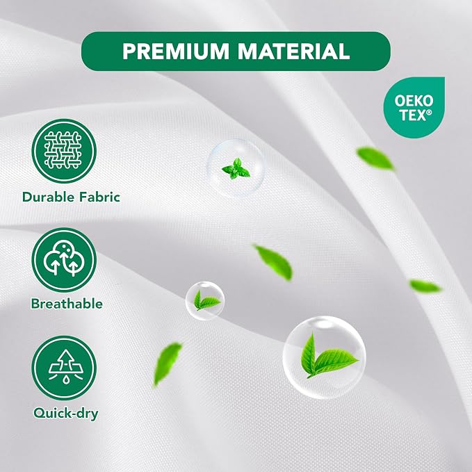 Biscaynebay Fabric Shower Curtain Liner 72x72 Inch-White Waterproof Bathroom Curtains-Hotel Quality Soft Soild Polyester Standard Size Shower Liners Machine Washable