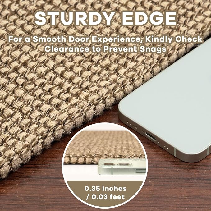 EARTHALL Woven Area Rug 20"x31" Ft Washable Rugs for Entryway Braided Non Slip Door Mat Indoor Outdoor Entrance Small Cotton Woven Carpet for Kitchen Foyer Front Door, Orange/Tan/Brown