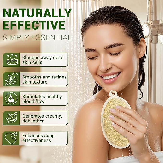 Vietnamese Natural Loofah Body Scrubber – Exfoliating Shower Sponges for Men & Women – Authentic Loofah from Vietnam for Deep Cleansing of Body (2 Pack)