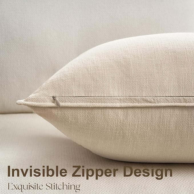Pack of 4,Decorative Linen Soild Throw Pillow Covers Soft Accent Cushion Case Boho Farmhouse Neutral Pillowcase for Couch Sofa Bedroom Living Room Home Decor 12 x 20 Inch Brown