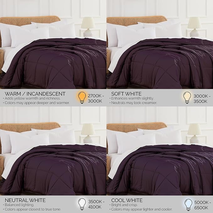 Southshore Fine Living, Inc. Queen Comforter, Fluffy Down Alternative Purple Comforter, Full Size, Pet Hair Resistant Bedding, Easy Care, Purple Comforters