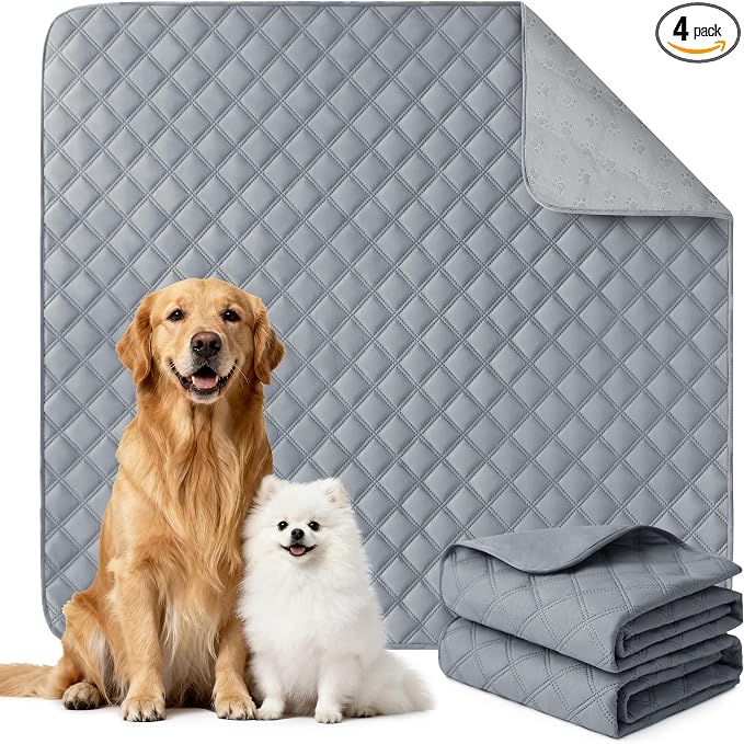Eterish Reusable Washable Pee Pads for Dogs Large/Extra Large 31'' x 36'' 4 Pack, Absorbent Pet Puppy Dog Training Pads Non-Slip, Waterproof Whelping Potty Pads for Dogs Leak-Proof