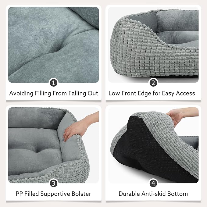 MIXJOY Dog Beds for Medium Dogs Washable, Rectangle Pet Bed Medium Size Dog, Orthopedic Sleeping Pet Sofa Bed, Soft Calming Cat Beds for Indoor Cats, Anti-Slip Bottom with Multiple Size