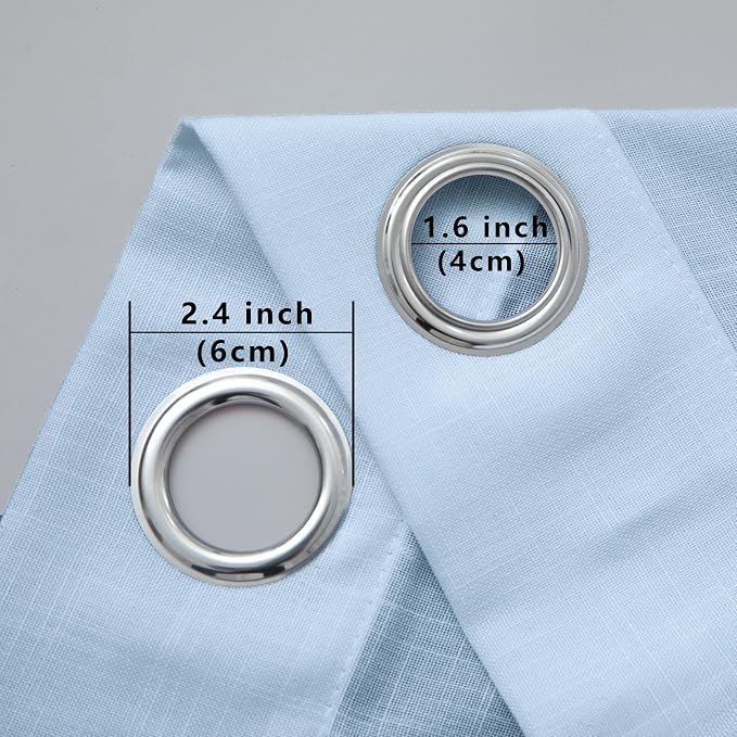 Light Blue Linen Curtains 84 inches Long for Bedroom Grommet Light Filtering Privacy Sheer Baby Blue Curtain Drapes Modern Farmhouse Coastal Decor Cotton Textured Gauze Curtain for Living Room 2 Panel