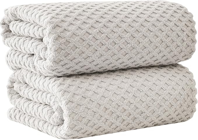 Great Bay Home Oversized Bath Sheets - 100% Cotton 2 Pack 68x35 Extra Large Towel - Absorbent, Durable, Quick-Dry Towels for Bathroom (Light Grey)