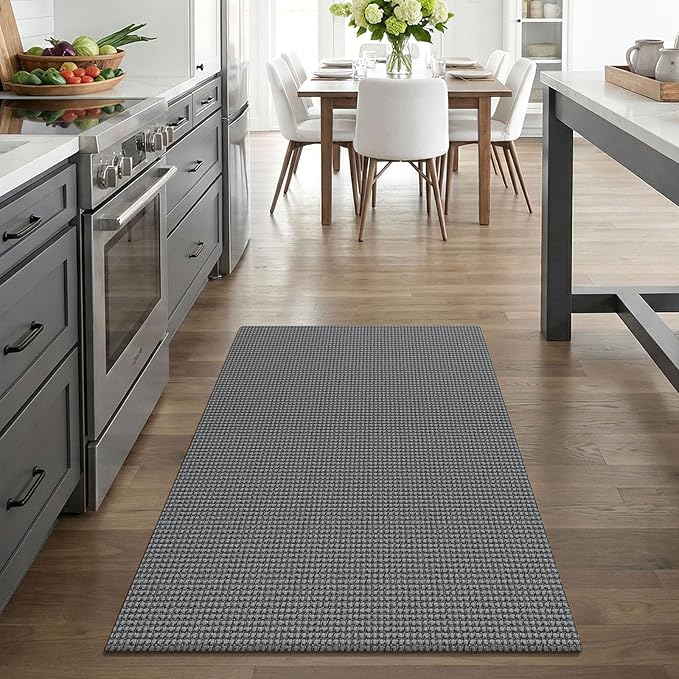 EARTHALL Woven Area Rug 3x4 Ft Washable Rugs for Entryway Braided Non Slip Rubber Backed Throw Rugs Door Mat Indoor Outdoor Entrance Cotton Carpet for Kitchen Foyer Front Door, Dark Gray