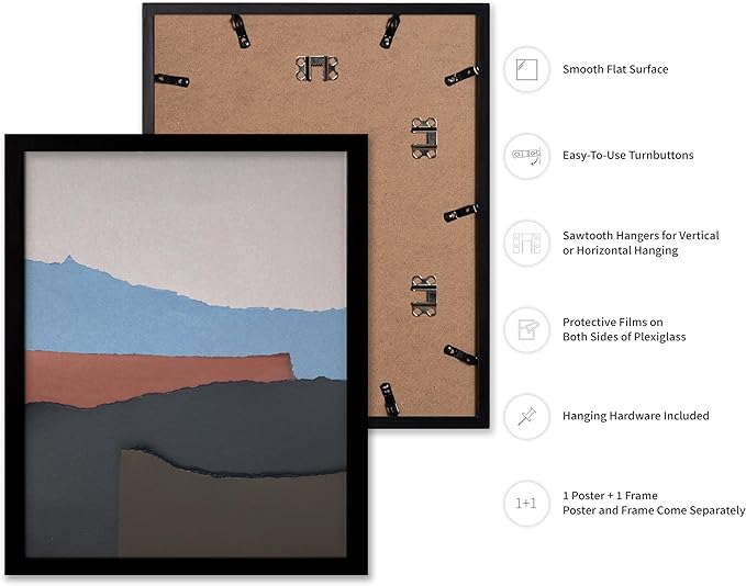 Monem Art Abstract Mountain Landscape Collage Print - Minimalist Scandinavian Art Poster - Wall Decor for Living Room, Bedroom or Office - 16x20 Black Framed Wall Art by Mareike Bohmer