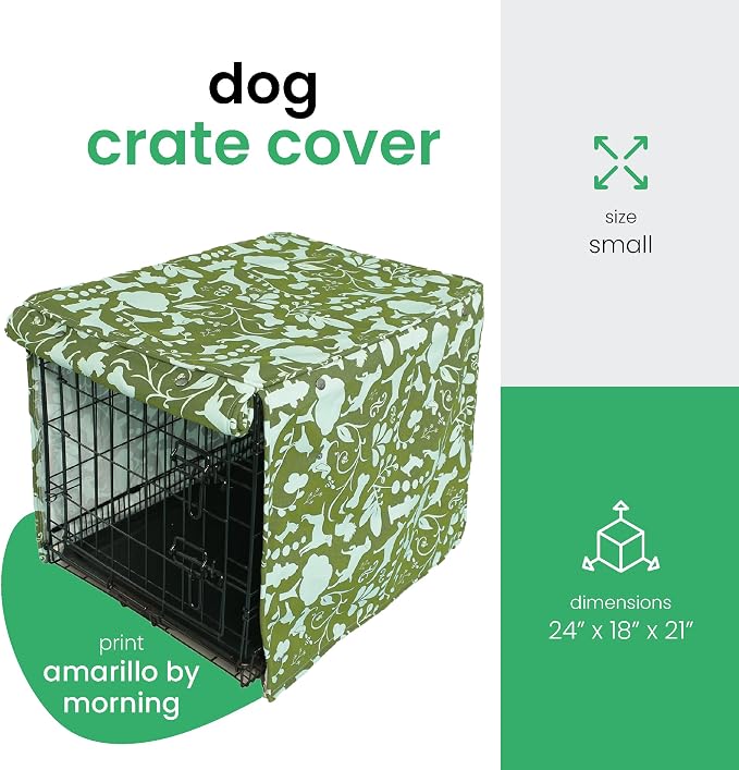 Molly Mutt Amarillo by Morning Dog Crate Cover, 100% Cotton Canvas Cover with 2 Roll-Up Panels, Ideal for Dog or Cat Crate, Durable, Washable, and Free of Harmful Chemicals, 24" x 18" x 21"