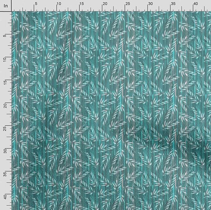 Soimoi Leaves Print - Green, Premium Cotton Cambric Fabric - Medium Weight Material for Quilting, Kurtis, Blouse, Kids Clothing, Tunic, Curtains - 42" Inch Wide, 1 Yard