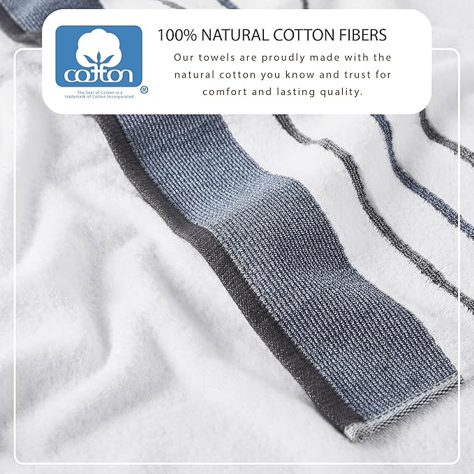Great Bay Home Decorative Hand Towel Set - Cotton 4 Pack 26x16 Hand Towel Set - Durable Towels for Bathroom Decor (Blue/December Sky)