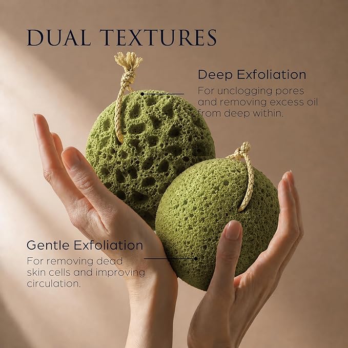 Spongentle Loofah Sponge for Shower and Bathing, Bath Sponge with Dual Texture, Shower Pouf for Gentle and Deep Exfoliation, Large Size Body Scrubber for Men & Women, PU Foam, 37% More Lather, 3 Pack