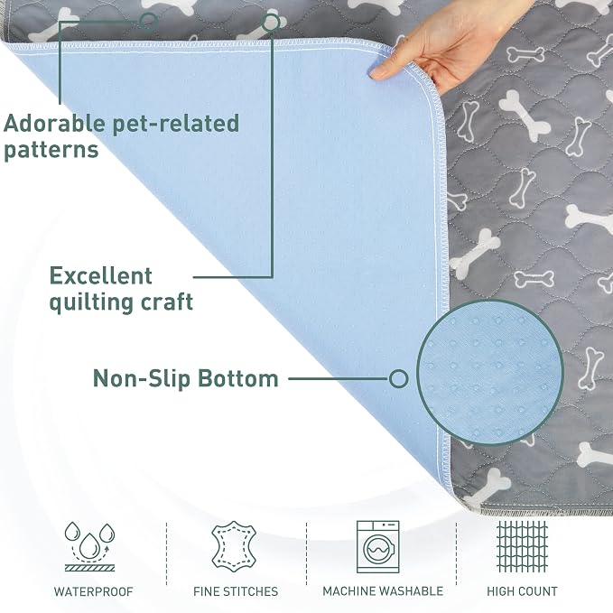 Eterish Reusable Washable Pee Pads for Dogs Extra Large 36'' x 72'' 2 Pack, Absorbent Pet Puppy Dog Training Pads Non-Slip, Waterproof Whelping Potty Pads for Dogs Leak-Proof