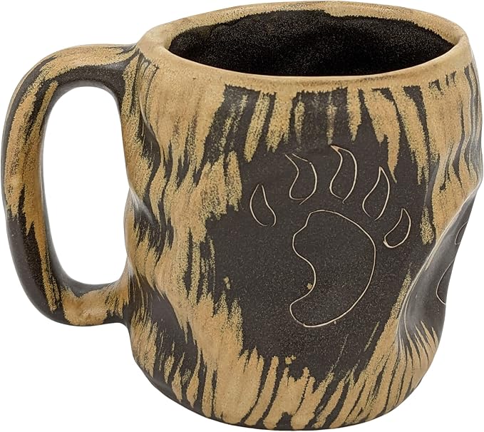 One (1) MARA STONEWARE COLLECTION - 20 Oz. Rock Art Coffee Cup Collectible Dinner Mug - Bear & Wolf Paws by Mara Stoneware