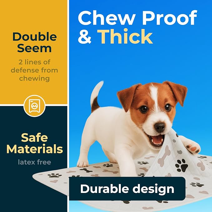 GREEN LIFESTYLE Washable Pee Pads for Dogs - Waterproof Reusable Puppy Pads with Anti-Slip Backing, Pet Training Pad for Puppy Playpen, Crate, Whelping Box, Potty Training (Pack of 4 - 30x34)