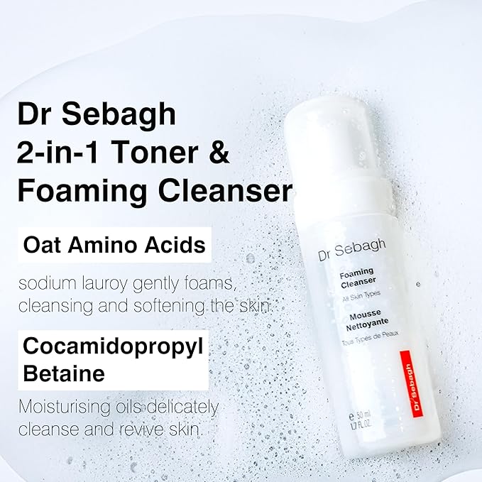 Dr Sebagh 2-in-1 Toner & Cleanser (1.7 fl oz) - Gentle Face Wash - Deep Pore Cleanser & Makeup Remover - Foam Cleanser for Oily Skin - Award-Winning