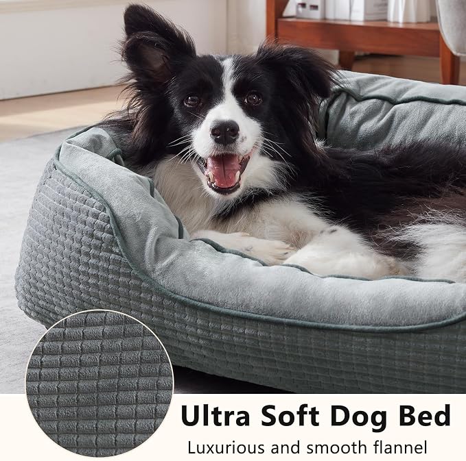 Dog Beds for Small Medium Large Dogs & Cats. Washable Pet Bed, Orthopedic Dog Sofa Bed, Soft Calming Sleeping Warming Puppy Bed (Star-Grey, Large-(30’’x 24’’x 9’’))