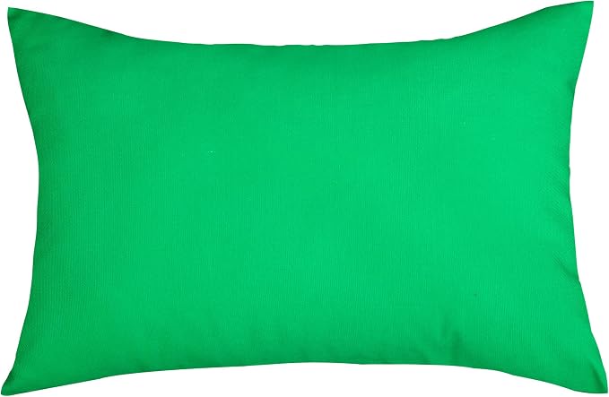 TangDepot 100% Cotton Solid Throw Pillow Cover 12x20 Bright Green | 100% cotton, same-color zip, machine wash & air dry. For living room, bedroom, office, car. 42 colors, 98 sizes. Cover only.