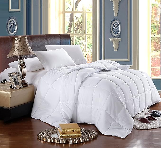 Royal Hotel Bedding White Down Alternative Twin Comforter with Corner Tabs - Hypoallergenic All-Season Plush Hotel Style Comforter, Duvet Insert Twin XL Extra Long