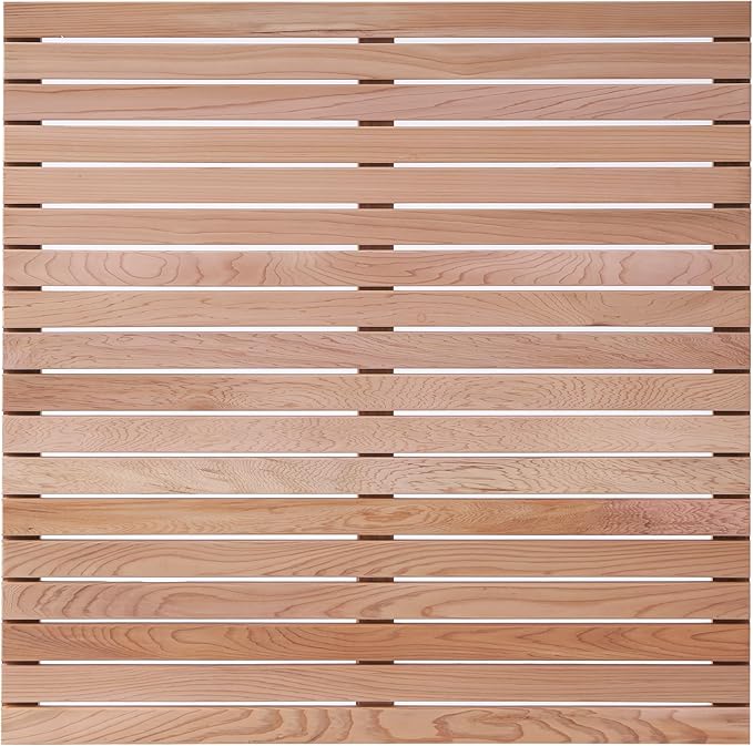 bingaai Cedar Wood Shower Mat 36" × 36" Square, Cedar Wooden Bath Mats, Wood Bath Mat for Inside or Outside Shower, Cedar Sauna Floor Mat Large,Non-Slip Shower Platform